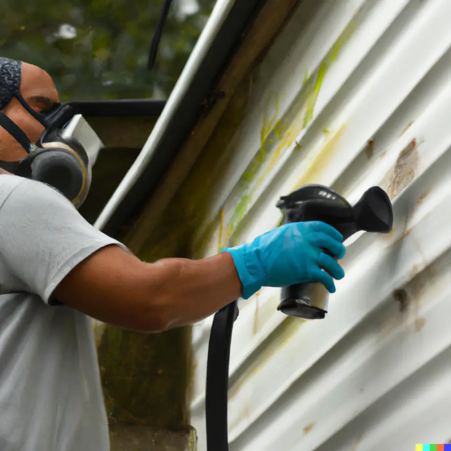 DALL·E 2023 04 03 09.24.23 a person spray painting with protective gear Is Spray Paint Toxic – Debunking 5 Steps to Get Rid of Smell