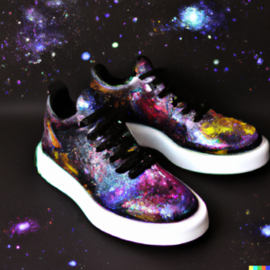 DALL·E 2023 05 25 17.05.57 galaxy art on leather shoes Can You Spray Paint Leather Shoes? Unleash the Artist Within