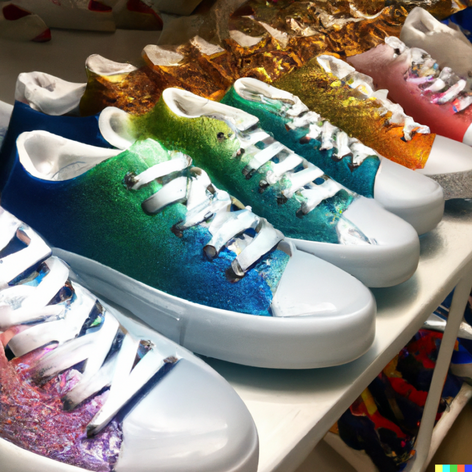 DALL·E 2023 05 26 00.37.54 colorful ombre affect on shoes Can You Spray Paint Leather Shoes? Unleash the Artist Within