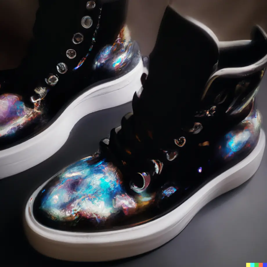 DALL·E 2023 05 26 00.56.43 galaxy art on leather shoes Can You Spray Paint Leather Shoes? Unleash the Artist Within
